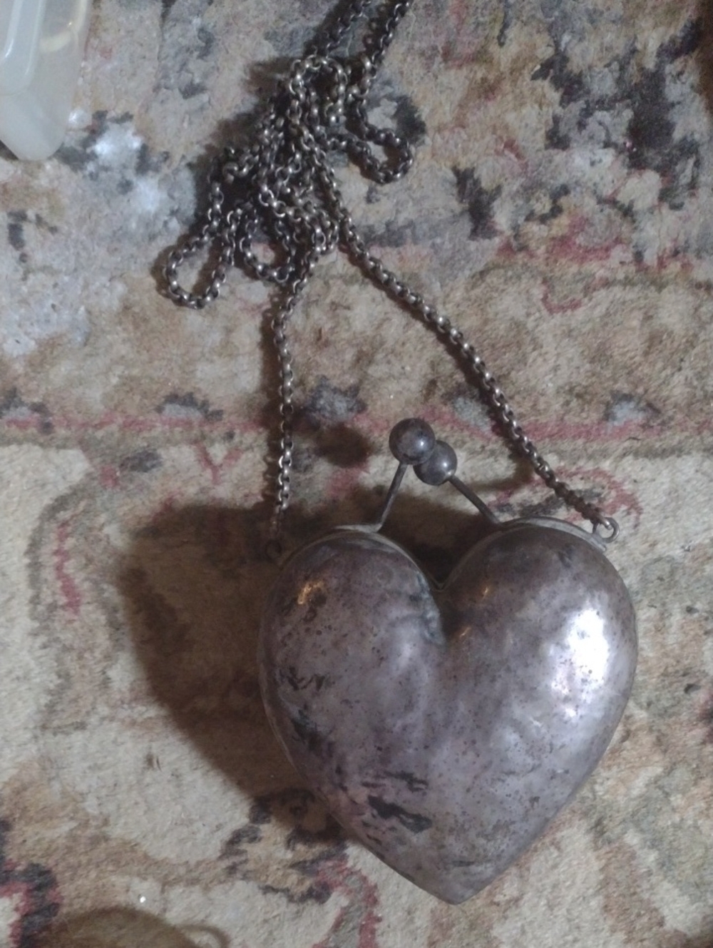 VINTAGE,, LARGE LARGE,,, Large Silver Hearts bag/ Wall Hanging $35